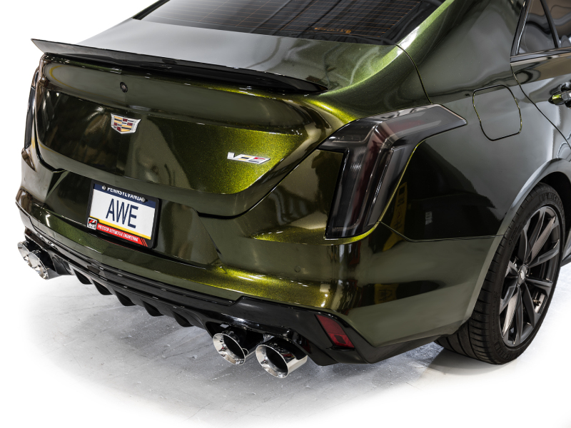 Cadillac CT4-V Blackwing Performance Exhaust - AWE Tuning - SwitchPath, Cat Back - Chrome Silver - `21-`27